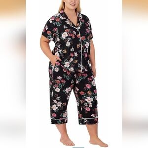 NWT Room Service Black Floral Women's Pajama Set XXL
